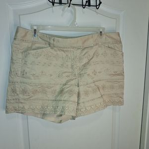 White House Black Market /size 10/ color khaki/ shorts/embroidery design